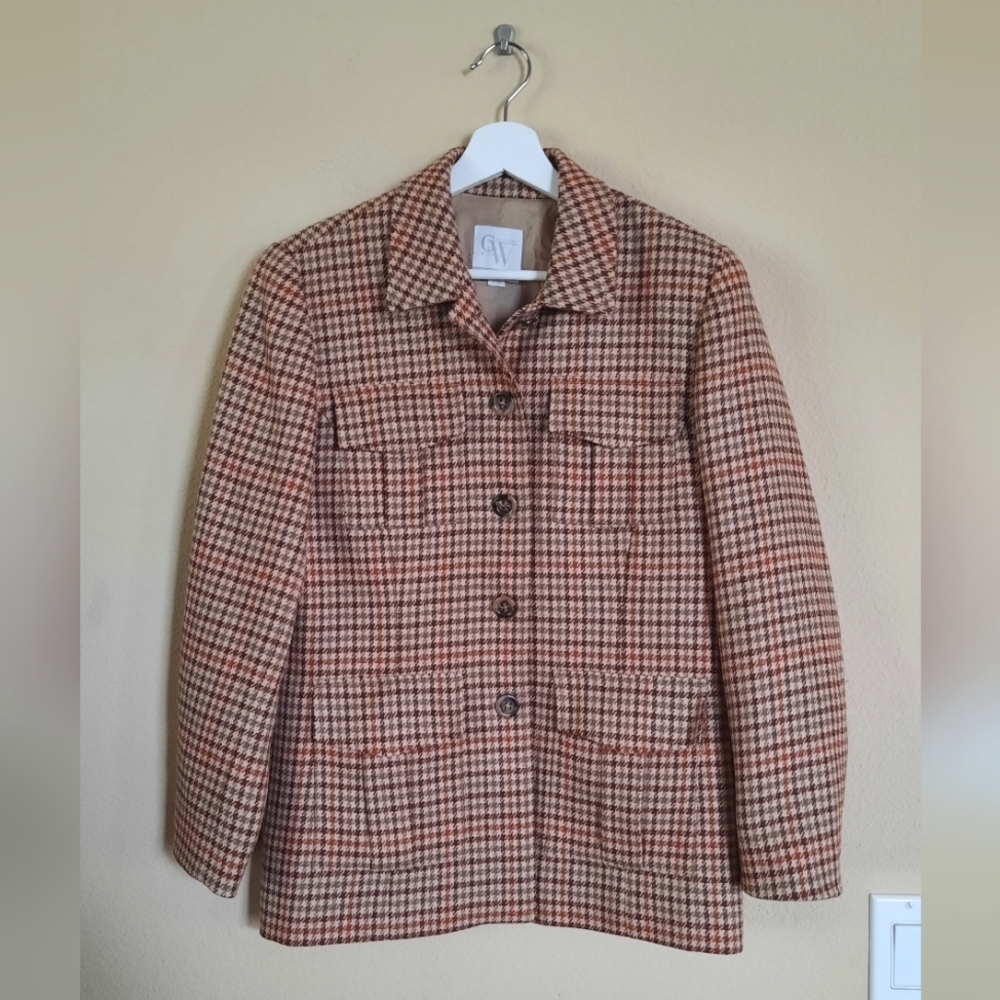 Vintage 70s Wool Houndstooth Jacket Blazer